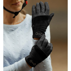 Gants cuir et mesh femme